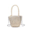 Ivory Rhinestones Raffia Handbag