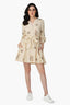 Linen Embroidered Tigers Short Dress