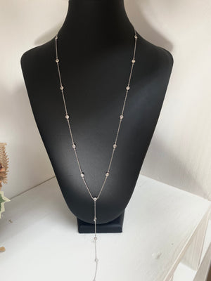 
            
                Load image into Gallery viewer, CZ Silver Lariat Necklace
            
        