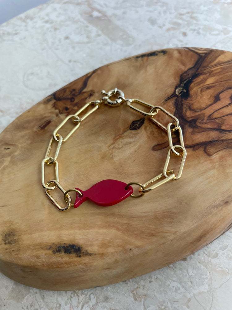 
            
                Load image into Gallery viewer, Red Fish Chain Bracelet
            
        