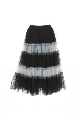 
            
                Load image into Gallery viewer, Black &amp;amp; White Tulle Skirt
            
        