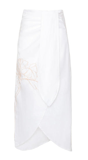 Aurora Embroidered Linen Skirt