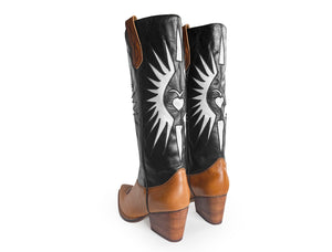 
            
                Load image into Gallery viewer, Rockie Black &amp;amp; Brown Boots
            
        