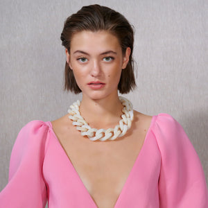 Pearl Marble Big Flat Chain Necklace