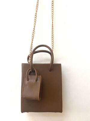 Brown Chain Hobo Bag
