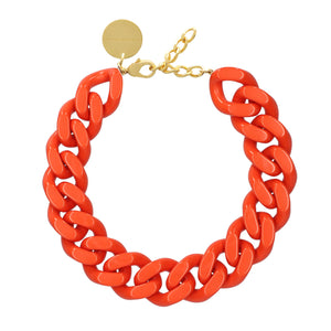 Orange Big Flat Chain Necklace